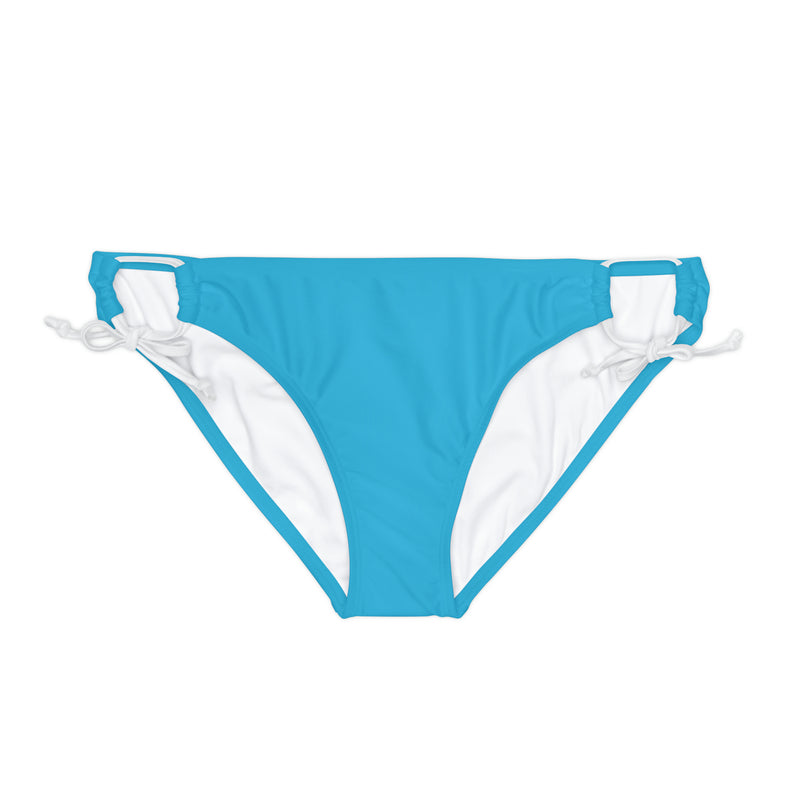 "Skull & Barrel" Base Turquoise - White Logo - Loop Tie Side Bikini Bottom (AOP)