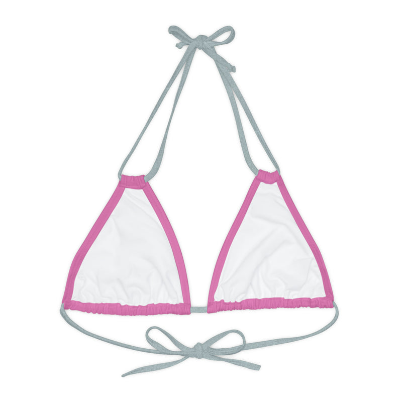 "Skull & Barrel" Base Light Pink - Right Logo - Strappy Triangle Bikini Top (AOP)