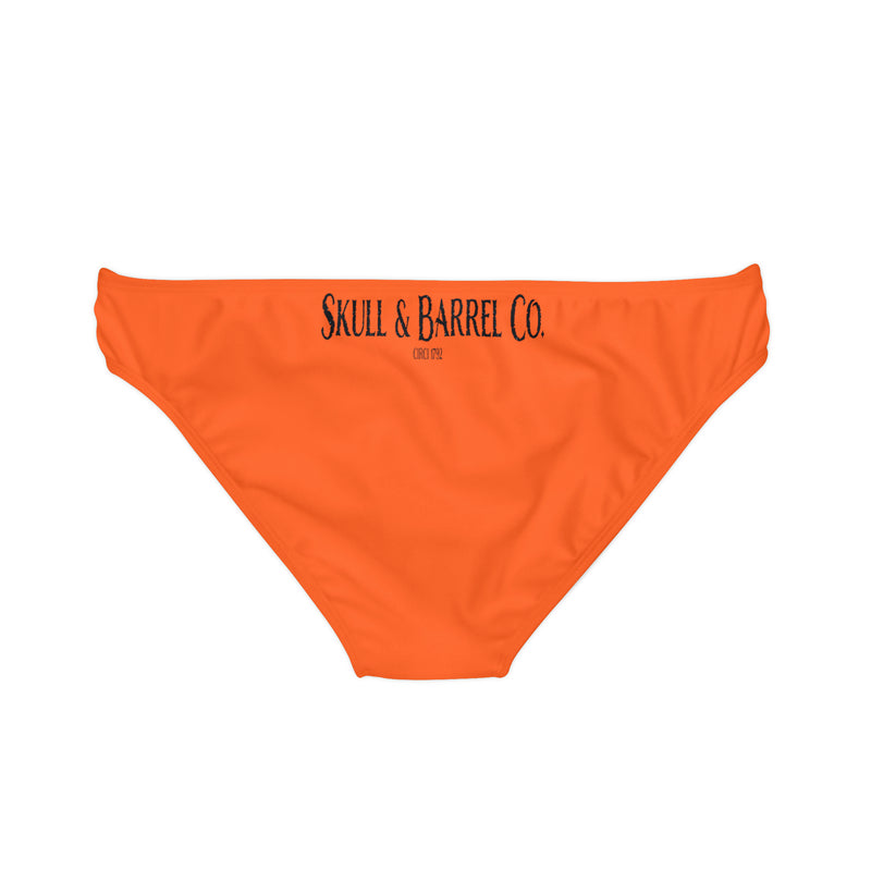 "Skull & Barrel" Base Orange - Black Logo - Loop Tie Side Bikini Bottom (AOP)