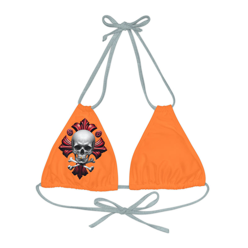 "Skull & Barrel" Base Crusta - Right Logo - Strappy Triangle Bikini Top (AOP)