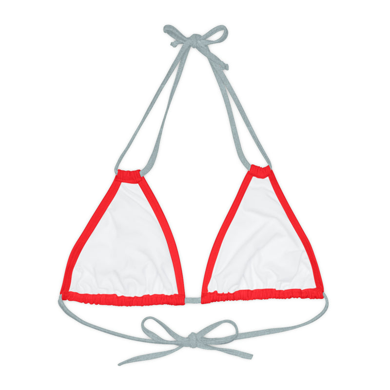 "Skull & Barrel" Base Red - Right Logo - Strappy Triangle Bikini Top (AOP)