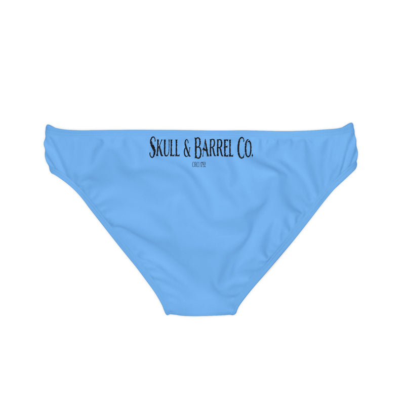 "Skull & Barrel" Base Light Blue - Black Logo - Loop Tie Side Bikini Bottom