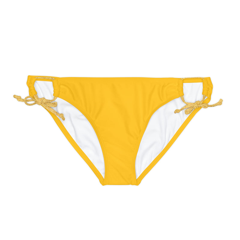 "Skull & Barrel" Base Yellow - White Logo - Loop Tie Side Bikini Bottom (AOP)