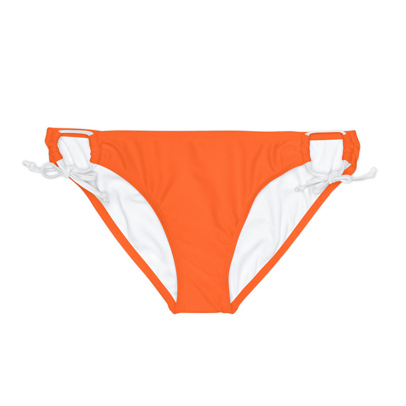 "Skull & Barrel" Base Orange - White Logo - Loop Tie Side Bikini Bottom (AOP)