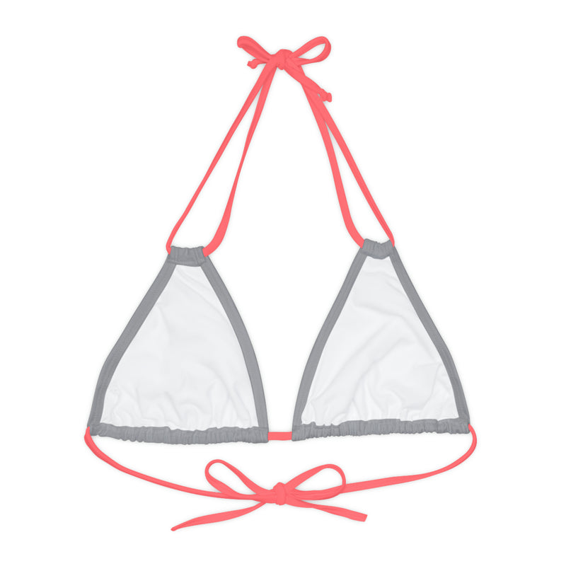 "Skull & Barrel" Base Grey - Right Logo - Strappy Triangle Bikini Top (AOP)