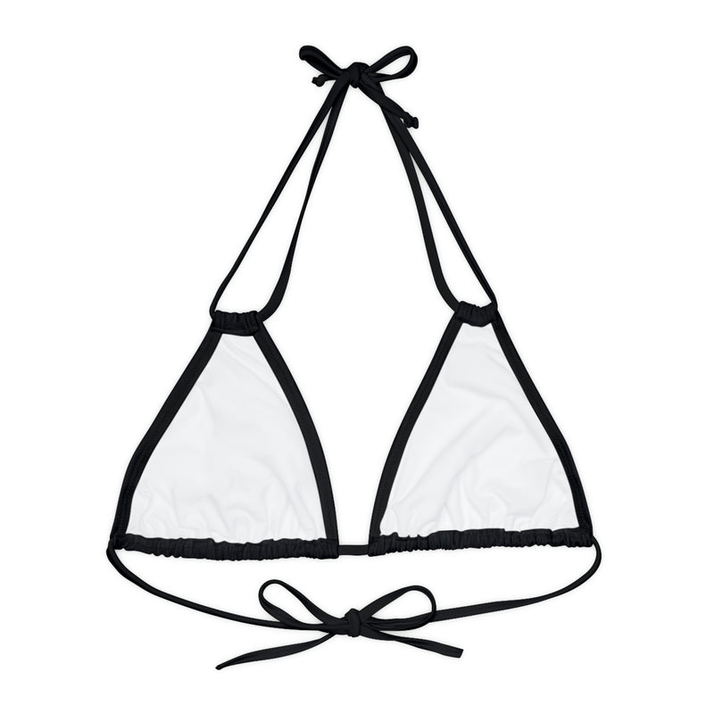"Skull & Barrel" Base Black - Left Logo - Strappy Triangle Bikini Top (AOP)