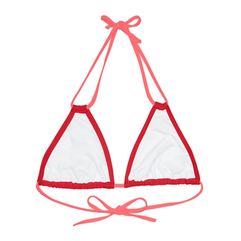 "Skull & Barrel" Base Dark Red - Right Logo - Strappy Triangle Bikini Top (AOP)