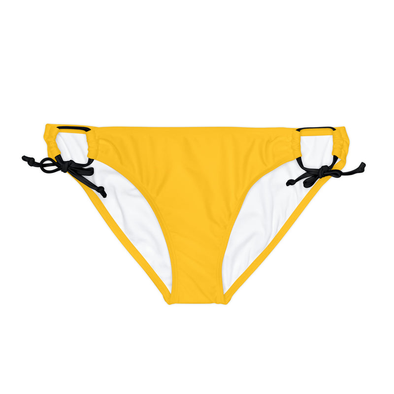 "Skull & Barrel" Base Yellow - Black Logo - Loop Tie Side Bikini Bottom (AOP)