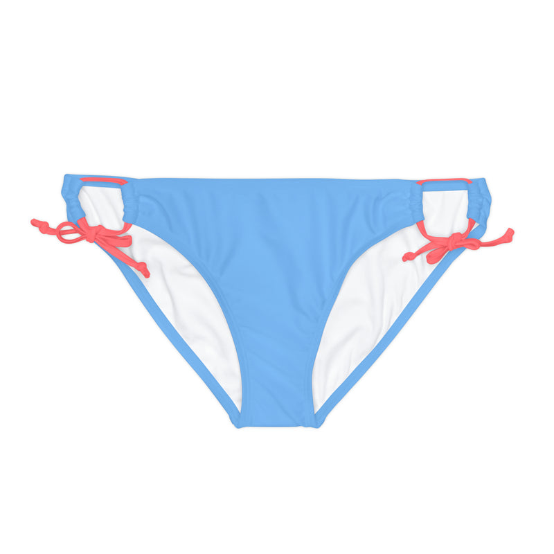 "Skull & Barrel" Base Light Blue - White Logo - Loop Tie Side Bikini Bottom (AOP)