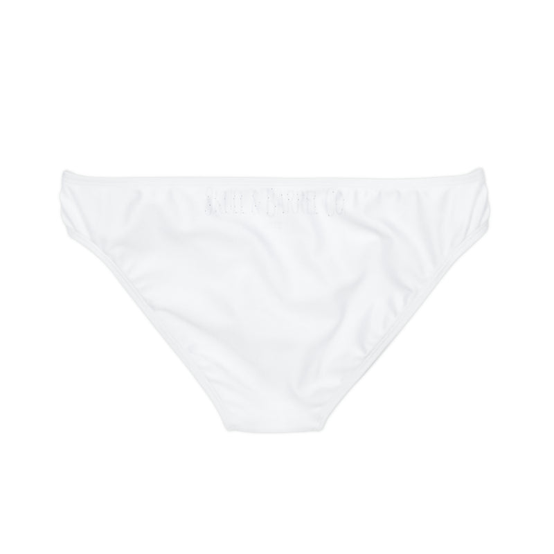 "Skull & Barrel" Base White - White Logo - Loop Tie Side Bikini Bottom (AOP)