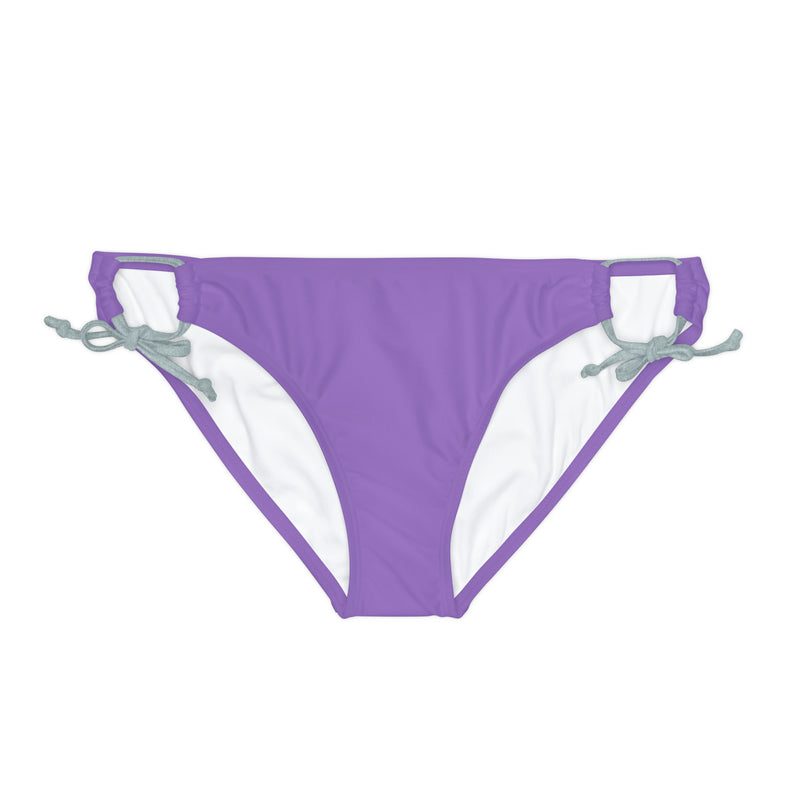 "Skull & Barrel" Base Light Purple - White Logo - Loop Tie Side Bikini Bottom (AOP)
