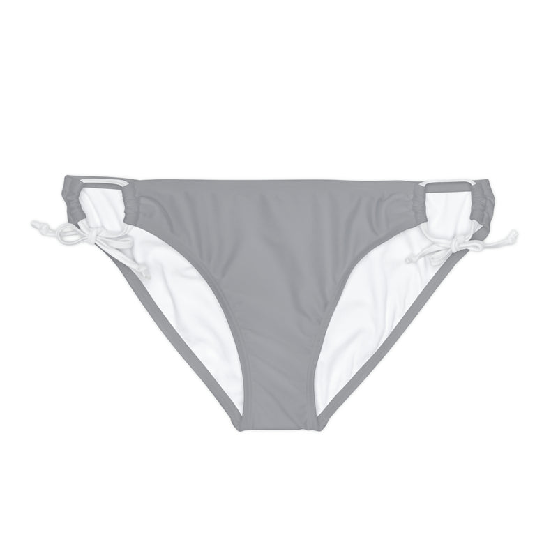 "Skull & Barrel" Base Grey - White Logo - Loop Tie Side Bikini Bottom (AOP)
