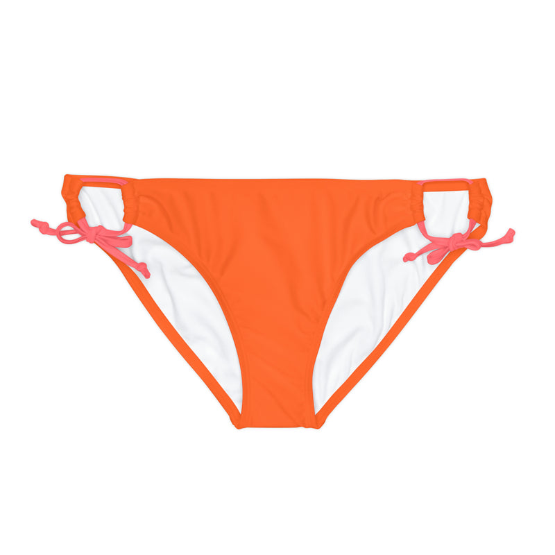 "Skull & Barrel" Base Orange - White Logo - Loop Tie Side Bikini Bottom (AOP)