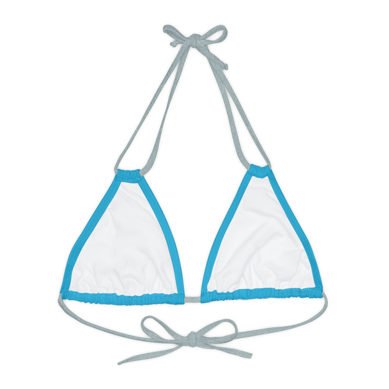 "Skull & Barrel" Base Turquoise - Right Logo - Strappy Triangle Bikini Top (AOP)