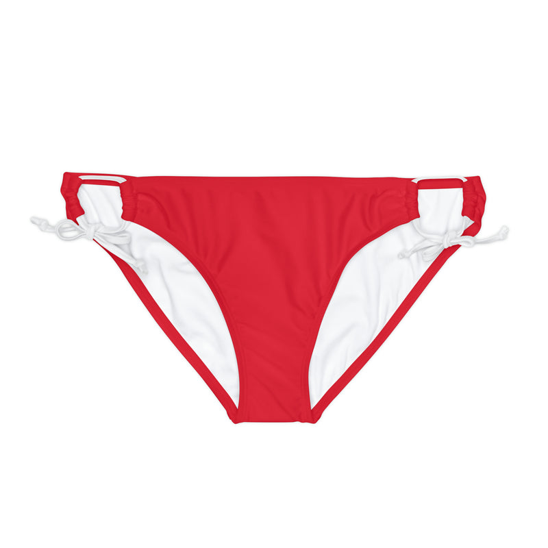 "Skull & Barrel" Base Dark Red - White Logo - Loop Tie Side Bikini Bottom (AOP)