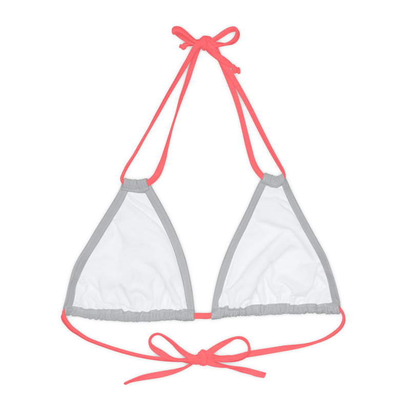 "Skull & Barrel" Base Light Grey - Left Logo - Strappy Triangle Bikini Top (AOP)