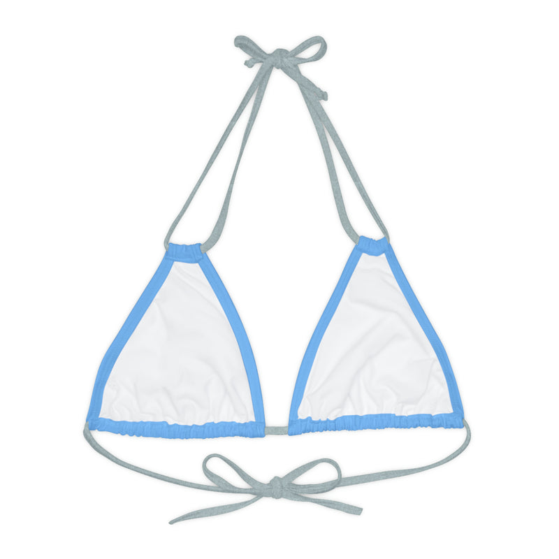 "Skull & Barrel" Base Light Blue - Right Logo - Strappy Triangle Bikini Top (AOP)
