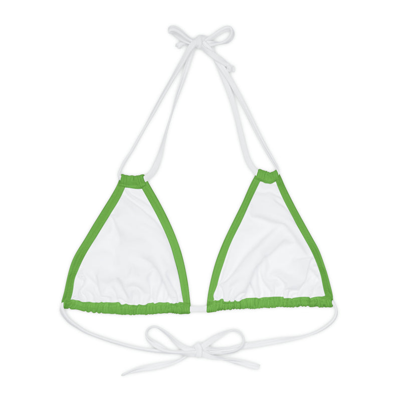 "Skull & Barrel" Base Green - Right Logo - Strappy Triangle Bikini Top (AOP)