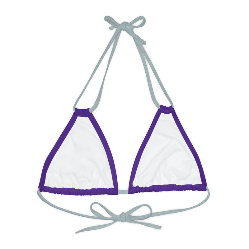 "Skull & Barrel" Base Purple - Left Logo - Strappy Triangle Bikini Top (AOP)