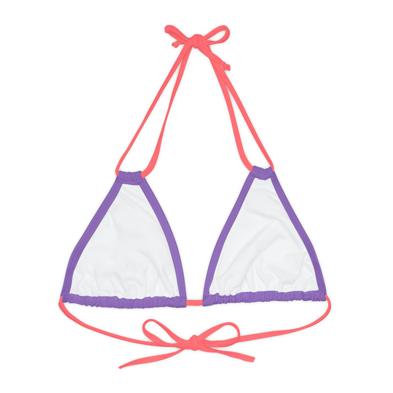 "Skull & Barrel" Base Light Purple - Left Logo - Strappy Triangle Bikini Top (AOP)