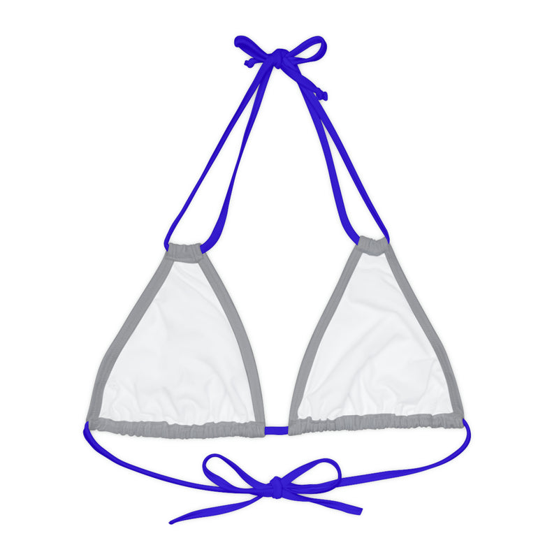 "Skull & Barrel" Base Grey - Left Logo - Strappy Triangle Bikini Top (AOP)