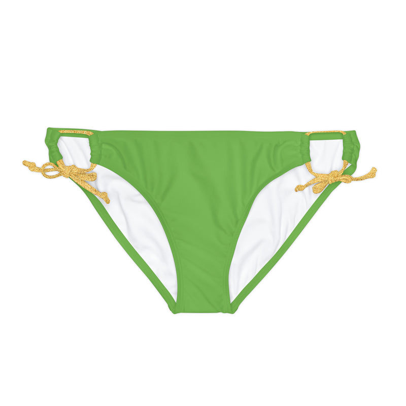 "Skull & Barrel" Base Green - White Logo - Loop Tie Side Bikini Bottom (AOP)