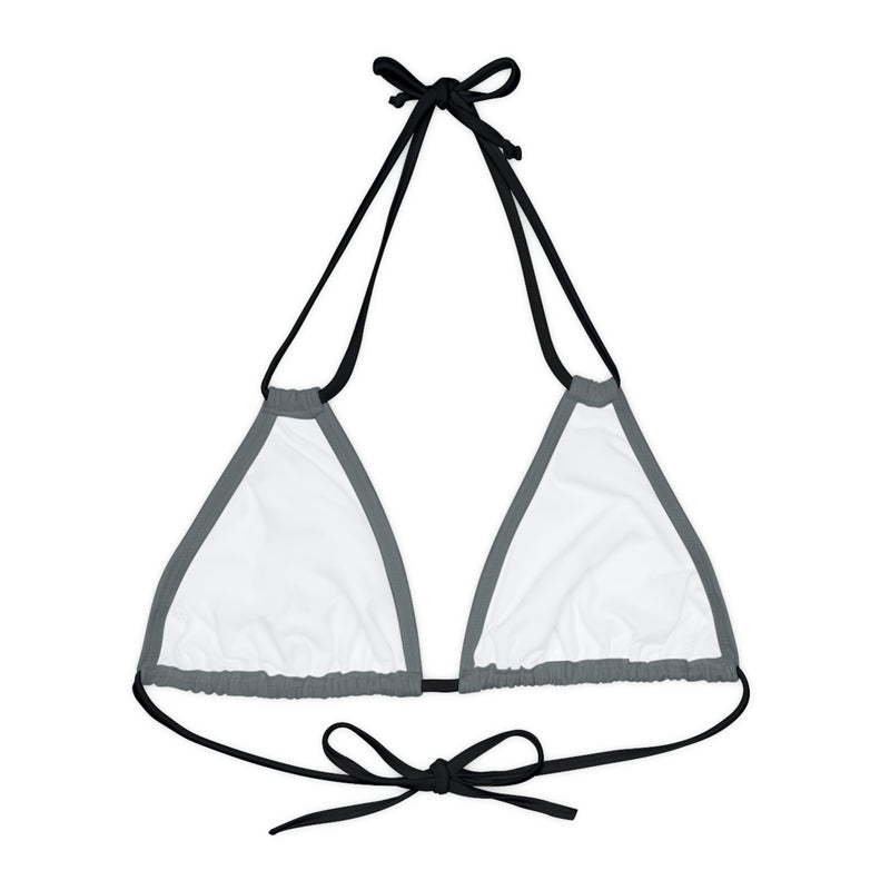 "Skull & Barrel" Base Dark Grey- Left Logo - Strappy Triangle Bikini Top (AOP)