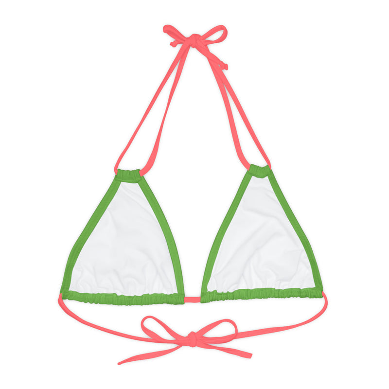 "Skull & Barrel" Base Green - Left Logo - Strappy Triangle Bikini Top (AOP)