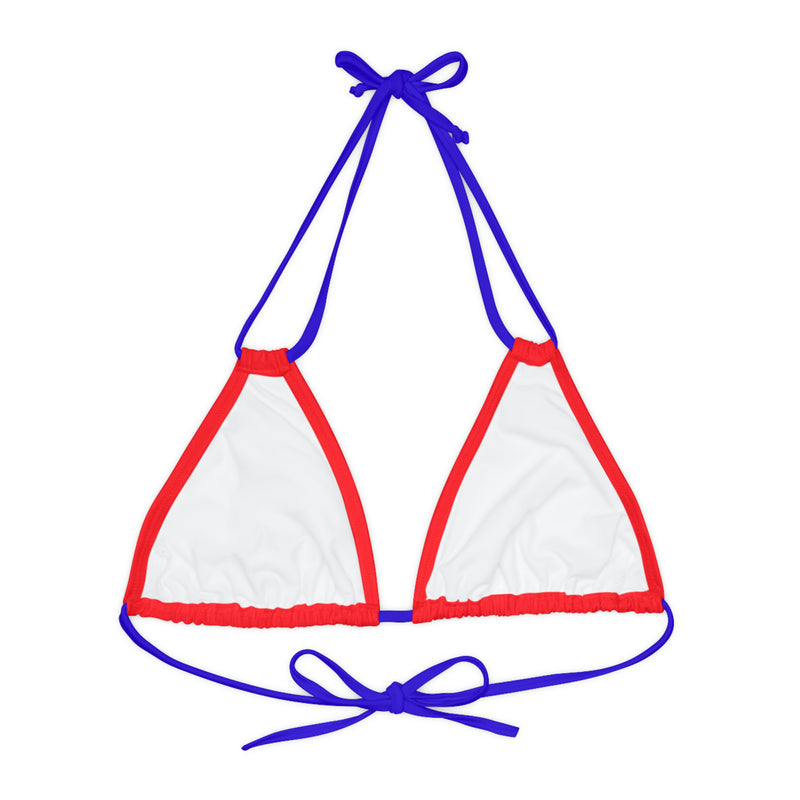 "Skull & Barrel" Base Red - Right Logo - Strappy Triangle Bikini Top (AOP)