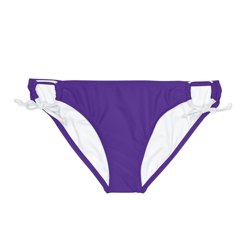 "Skull & Barrel" Base Purple - White Logo - Loop Tie Side Bikini Bottom (AOP)
