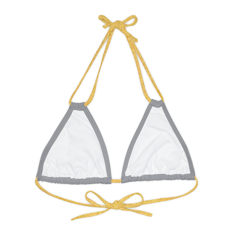 "Skull & Barrel" Base Grey - Right Logo - Strappy Triangle Bikini Top (AOP)