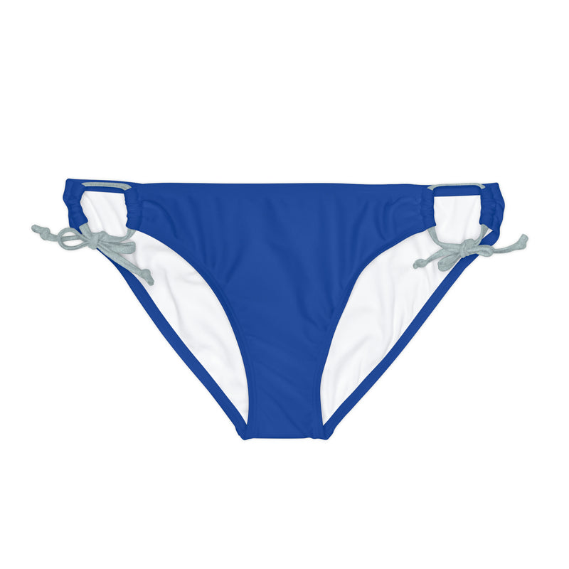 "Skull & Barrel" Base Dark Blue - White Logo - Loop Tie Side Bikini Bottom (AOP)