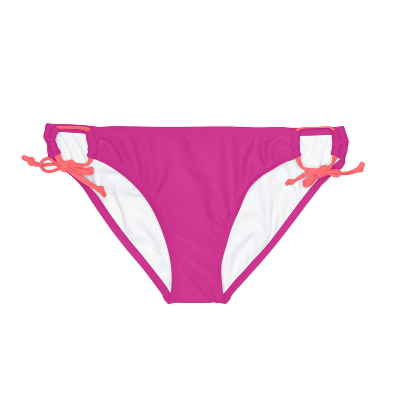 "Skull & Barrel" Base Pink - White Logo - Loop Tie Side Bikini Bottom (AOP)