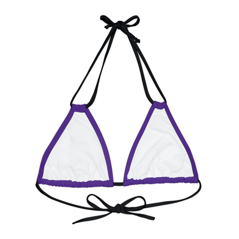 "Skull & Barrel" Base Purple - Right Logo - Strappy Triangle Bikini Top (AOP)