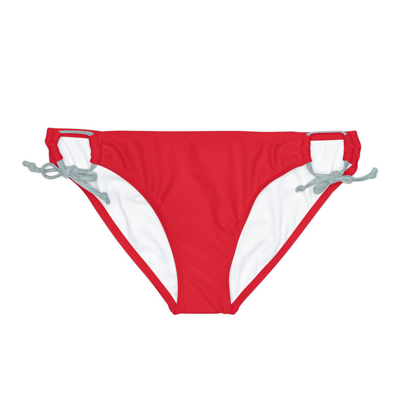 "Skull & Barrel" Base Dark Red - White Logo - Loop Tie Side Bikini Bottom (AOP)