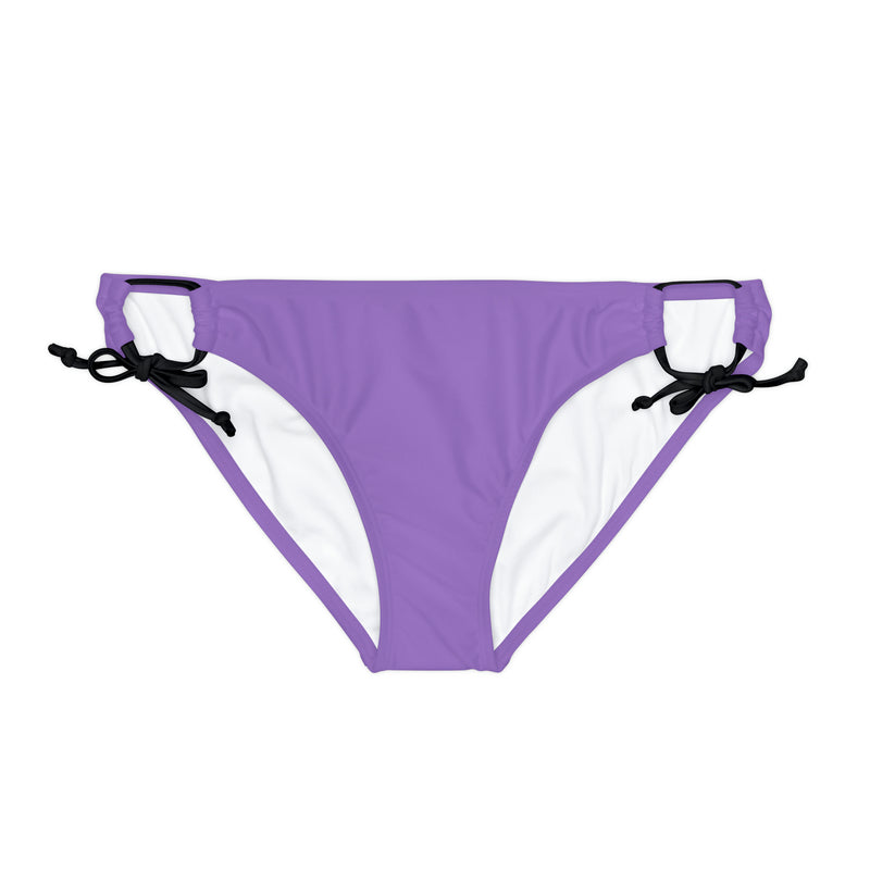 "Skull & Barrel" Base Light Purple - White Logo - Loop Tie Side Bikini Bottom (AOP)