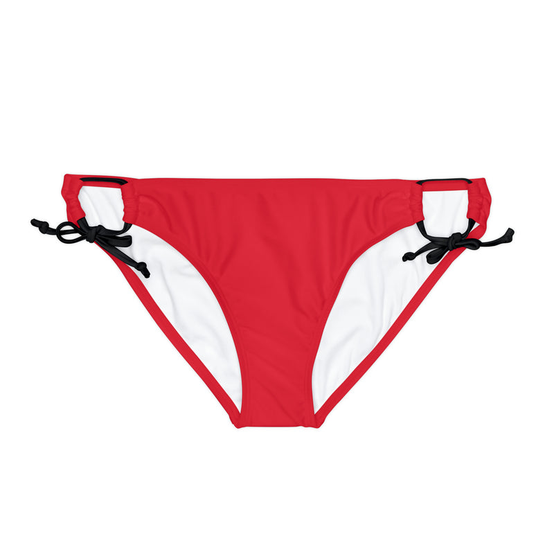 "Skull & Barrel" Base Dark Red - Black Logo - Loop Tie Side Bikini Bottom (AOP)