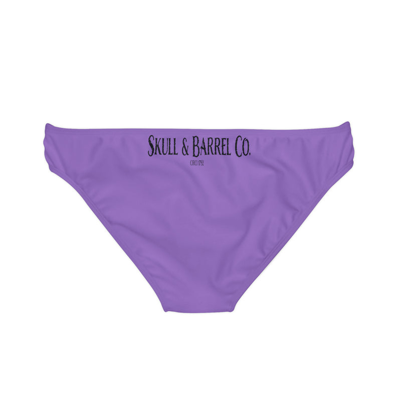 "Skull & Barrel" Base Light Purple - Black Logo - Loop Tie Side Bikini Bottom (AOP)