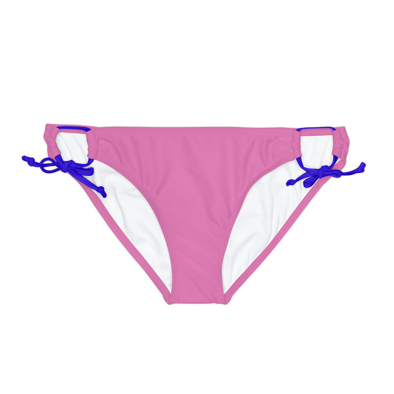 "Skull & Barrel" Base Light Pink - White Logo - Loop Tie Side Bikini Bottom (AOP)