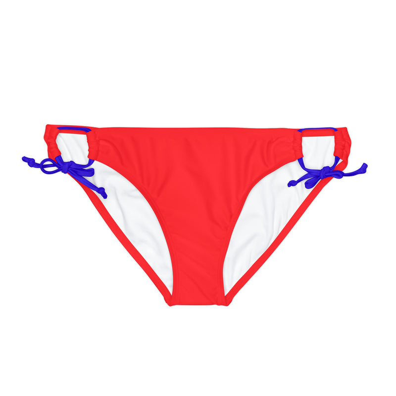 "Skull & Barrel" Base Red - Black Logo - Loop Tie Side Bikini Bottom