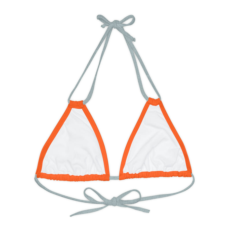 "Skull & Barrel" Base Orange - Right Logo - Strappy Triangle Bikini Top (AOP)
