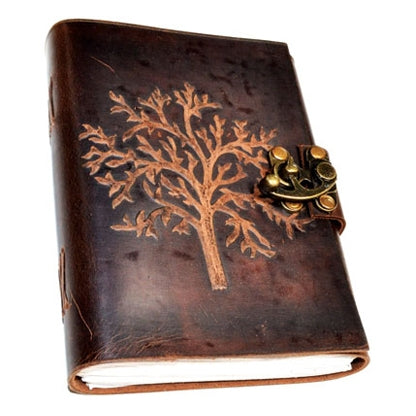 Tree leather blank book w/ latch