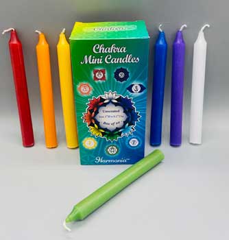 1/2" dia 5" long Chakra chime candle 20 pack
