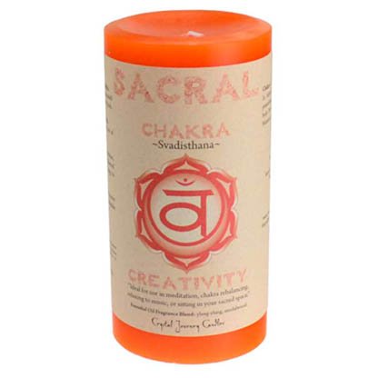 Sacral Chakra pillar candle 3" x 6"