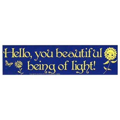 Hello, You Beautiful Being of Light bumper sticker