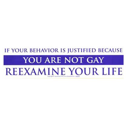 If your Behavior is Justified because You Are Not Gay Reexamine Your Life