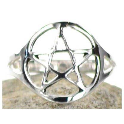 silver plated brass Pentagram ring size 9 - Skull & Barrel Co.