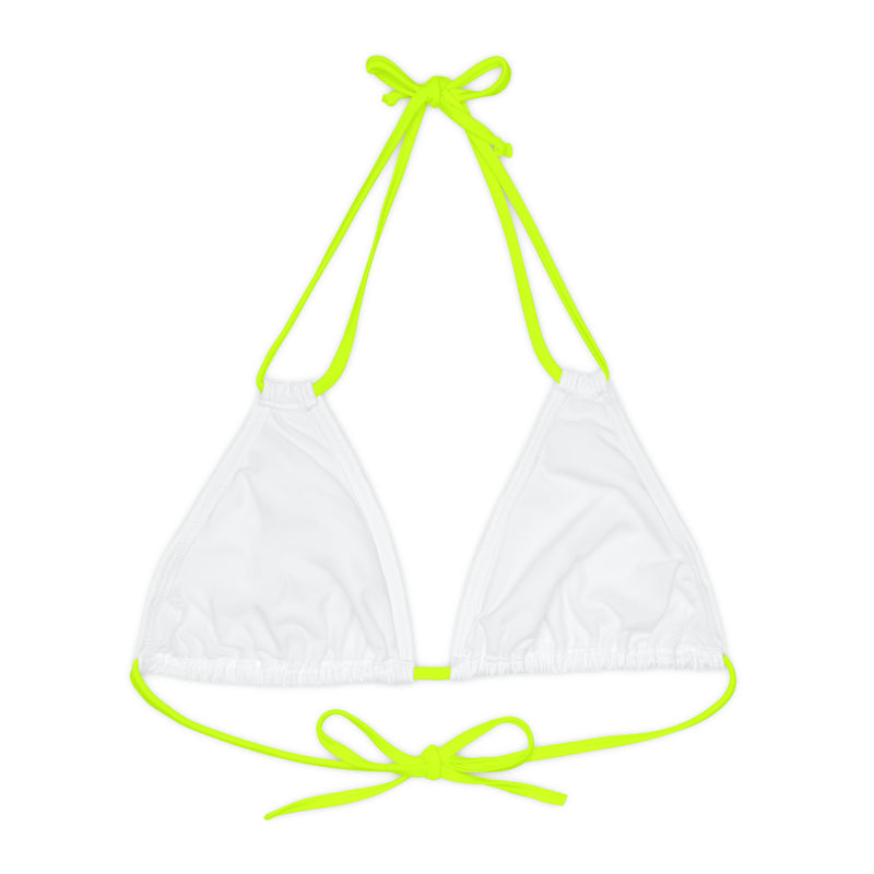 "Skull & Barrel" Base White - Right Logo - Strappy Triangle Bikini Top (AOP)