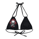 "Skull & Barrel" Base Black - Right Logo - Strappy Triangle Bikini Top (AOP)