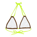 "Skull & Barrel" Base Brown- Left Logo - Strappy Triangle Bikini Top (AOP)